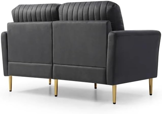 Grey Velvet Couch and Sofa Set for Living Room, 2 Piece Seat Sofas, Furniture with Removable Cushions