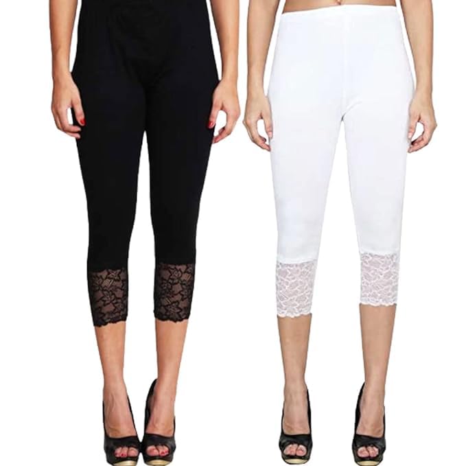 lace Capri Leggings for Women's | plussize net Capri | Size- S M L XL 2XL 3XL 4XL 5XL |-image-4