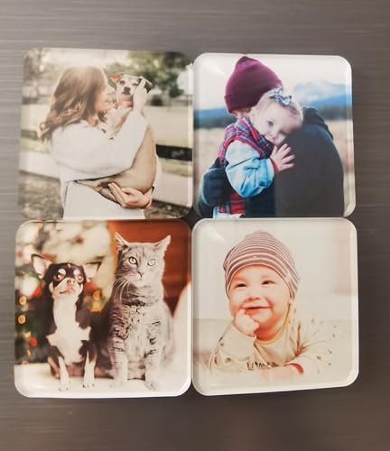 Image of Custom Fridge Magnets, Personalized Photo Magnets for Refrigerator, Home Decoration Picture Magnet Stickers for Office and Kitchen, Door(4 PCs)