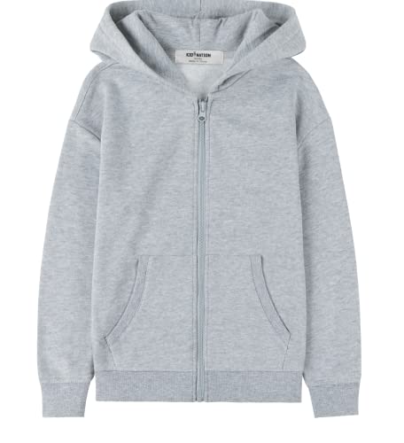 Kid Nation Fleece Kids Zip Up Hoodie Boys Girls Hooded Sweatshirt Grey 3-4