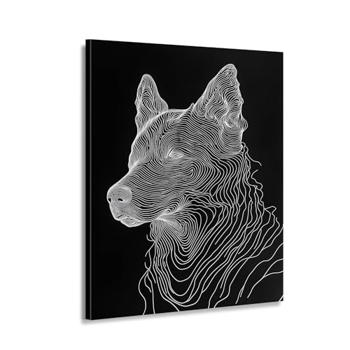 Toile d'art minimaliste en forme de chien de qualite galerie pour interieur contemporain