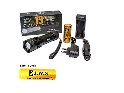 Super Mega Lanterna Tática Especial Led T9 + Bateria Extra