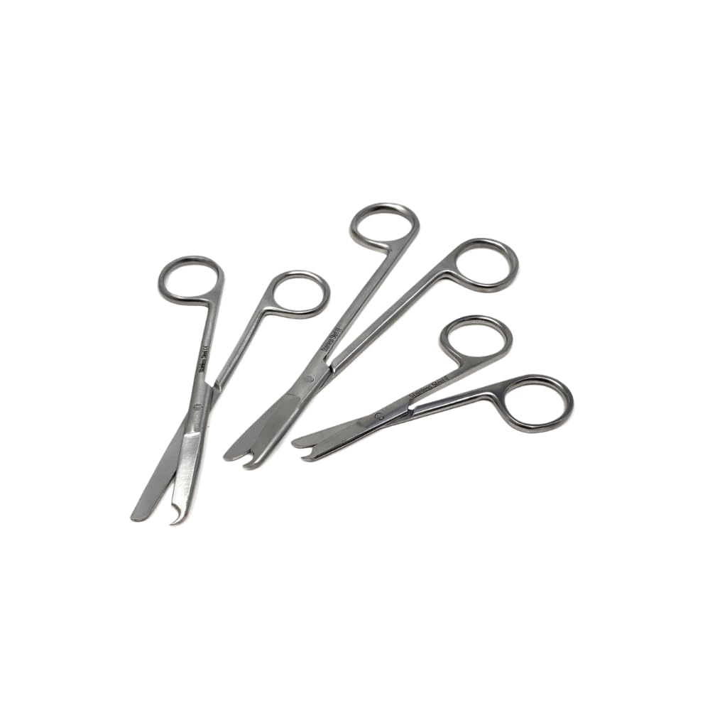 Stitch Scissors For Suture Removal One Hook Blade Set of 3 Stainless Steel Different Size Shears 3.5" + 4.5" + 5.5" Delicate Precision Cutting Used by Medical & Student Training Labs