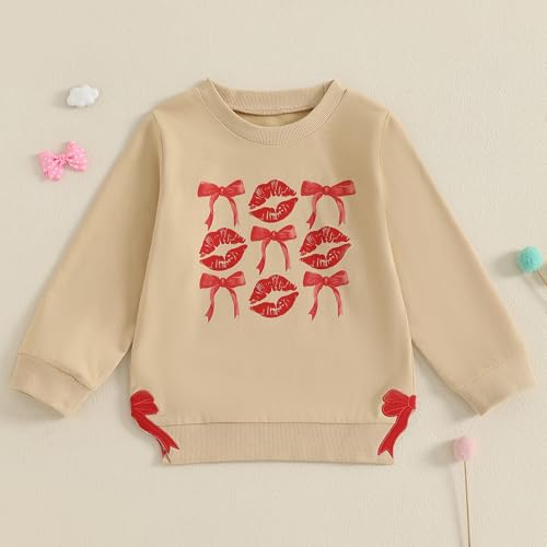 YINGISFITM Toddler Valentines Baby Girl Outfit Long Sleeve Valentines Shirt Crewneck Sweatshirt Spring Valentines Clothes2