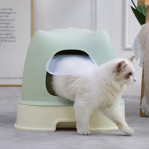 Arenero para gato grande con tapa y bandeja color azul claro miniatura 5