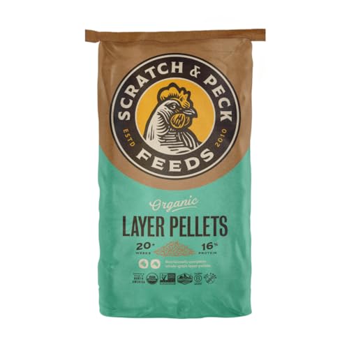 Scratch and Peck Feeds Whole Grain Layer Pellets Chicken and Duck Feed - 25 lbs Bag - Corn-Free and Soy-Free - 16% Protein, Certified Organic and Non-GMO Project Verified Chicken Food