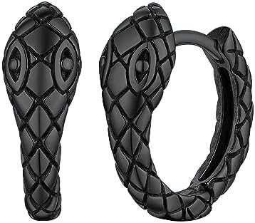 FaithHeart Snake Earrings, Punk Gothic Cobra Snake Hoop Earring Stainless Steel/Gold/Black, Dangling Serpent Earrings for Men Women - With Gift Packaging
