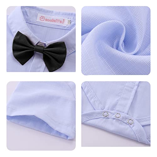 Image of Volunboy Baby Boy Formal Short Set Toddler Summer Gentleman Outfit Kid Short Sleeve Bowtie Shirt Suspender Shorts Suit