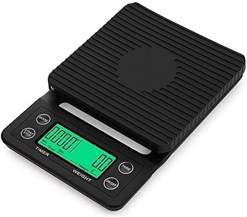 Bilancia elettronica digitale da cucina Mini per alimenti, elettrica, display LCD retroilluminato, con timer e funzioni per ingredienti, gioielli, caffè, regalo di Natale (nero 3 kg/0,1 g) (nero 3 kg