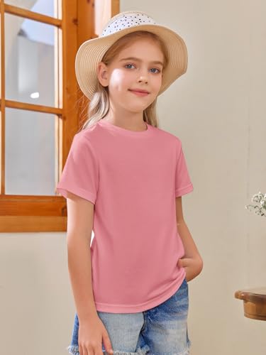 Image of Girls Short Sleeve T Shirts Kids Summer Tops Crewneck Tees 5-14 Years