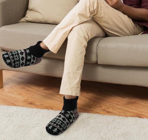 Image of BenSorts Men Fuzzy Slipper Socks with Grippers Non Slip Indoor House Socks Christmas Gifts