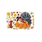 WEIBM Thanksgiving Aufkleber Lustige Süße Truthahn Ahornblatt Comic Wandaufkleber Niedliche Cartoon Statische Dekoration Zimmer Schreibtisch Couchtisch Sofa Fenster
