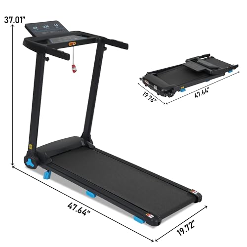 Image of Folding Treadmill with Bluetooth Speakers, LED Display, USB Charging, 0-8% Incline, 3.0HP Motorized Running Machine