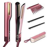 Shark SilkiPro Hair Straightener & Dryer | Ceramic Wet to Dry | HeatSense Plates | No Heat Damage | Salon-Quality Finish | All Hair Types | Storage Case - Rose Petal | HT401UKPK