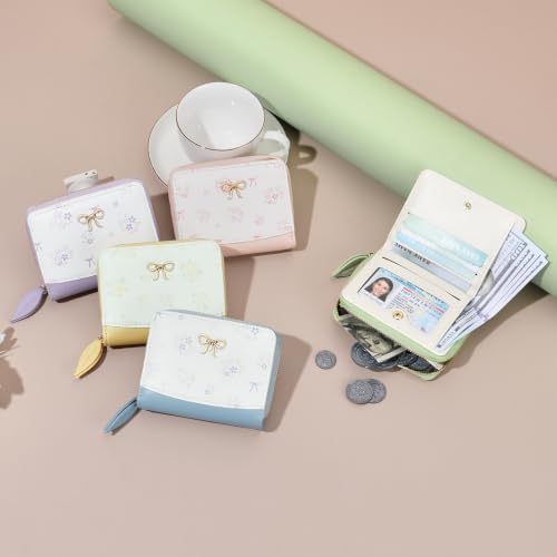 Image of GAEKEAO Small Wallet for Women RFID Blocking Vegan Leather Floral Ladies Purse Bifold Compact Card Holder with Zipper Pocket