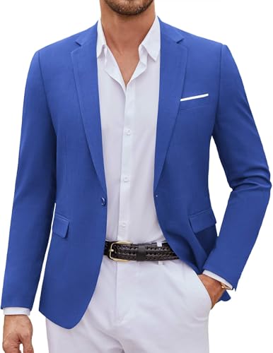 COOFANDY Men's Casual Suit Jackets Regular Fit Lightweight Blazer One Button Dinner Dress Jacket for Men, Royal Blue, X-Large