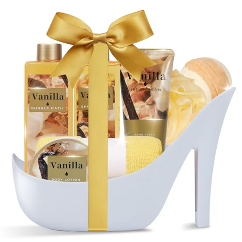 SPA LUXETIQUE Birthday Gifts for Women 8pcs Vanilla Luxury Bath Spa Gift Sets for Women with Bubble Bath Shower Gel Pamper Gifts for Her Girlfriend New Mum Gifts Mothers Day Gifts