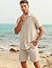 LecGee Linen Short Set Short Sleeve Cuban Guayabera Shirt All White Party Outfits for Men