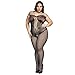 Deksias Fishnet Bodystocking Plus Size Crotchless Bodysuit Lingerie for Women （Upgrades）(Plus Plus Size, Black)