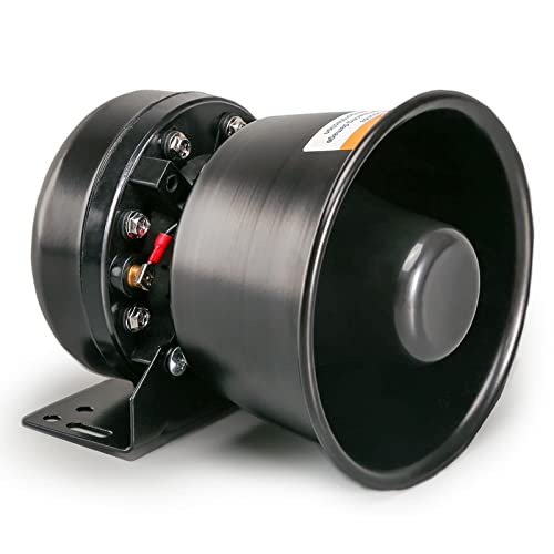 BooYu 200 Watt High-Performance PA Siren Horn Speaker [Black Steel] [8 Ohms] [125-135 dB] [IP66 Waterproof] [Compatible with 100-200 Watt Siren] for Police Car, Ambulance, Fire, Engineer Vehicles