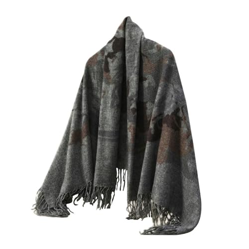 Châle pur cachemire femme écharpe tricotée pompons accessoires hiver carrés QXDZSW
