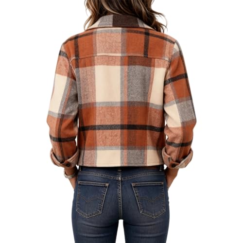 Cropped Plaid Jackets for Women Long Sleeve Fall Cropped Cardigan - image 6