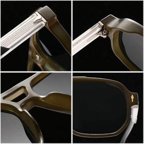 Lunettes de soleil rétro double pont mixtes bicolores noir et gris