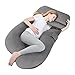 TOPLUXE Cuscino per Corpo a Forma di U con Fodera in Velluto, Cuscino Gravidanza e Allattamento per Dormire, Supporto Maternità (Grigio Chiaro)