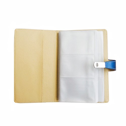 Office Business Card Organizer Book Folder Hold 180 Cards Portable Travel Credit Card Case PU Leather Booklet Holder (Navy Blue)