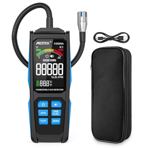 KKnoon Handheld Combustible Gases Leak Detector Natural Gases Leakage Tester Portable Combustible Gases Concentration Analyzer Meter with Temperature Test and Sound Light Alarm Function