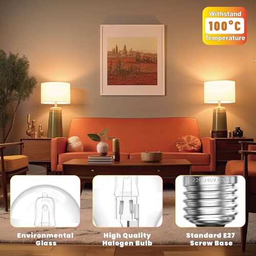 Bonlux G45 E27 Edison Screw ES Bulb, 42W Dimmable Golf Ball Light Bulb 2700K Warm White, Classic Mini Globes Clear Round Light Bulbs, Equivalent to 60W Incandescent Bulbs Pack of 10 - Image 2