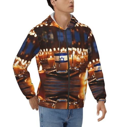 Sweat à capuche drapeau israélien homme noir grande taille XXL avec cordon
