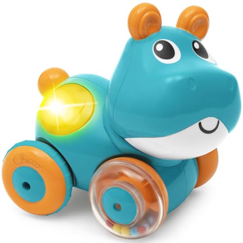 Chicco Hippo Sprint&Go Game Animal électronique Marche arrière avec mélodies, Sons et lumières, Stimulation à Ramper, Roues en Caoutchouc, 6-36 m