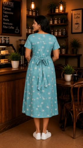 Image of Maternity Feeding Maxi Dress with Pockets, Green Butterfly Print, Zipless Long Pregnancy Gown, Pre & Post Maternity Wear Ankle Length