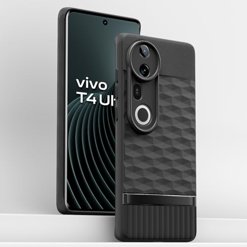 Image of Pikkme Back Cover for Vivo T4 Ultra 5G Camera Protection 3D Hexa Cube Design Silicone Protective Bumper Case (Black)