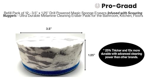 Image of Refill Pack of 12 Drill Powered 3.5 inch Magic Sponge Erasers with Scouring