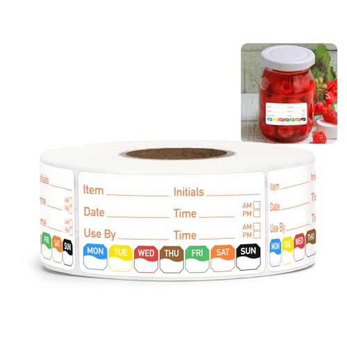 500 Pcs 1 inch X 2 inch Restaurant Quality Shelf Life Food Rotation Labels, Self-Adhesive Removable for Reusable Containers, Food Safety Date Sticker, Leftover Labels (1 * 2in-500pc-Orange3)