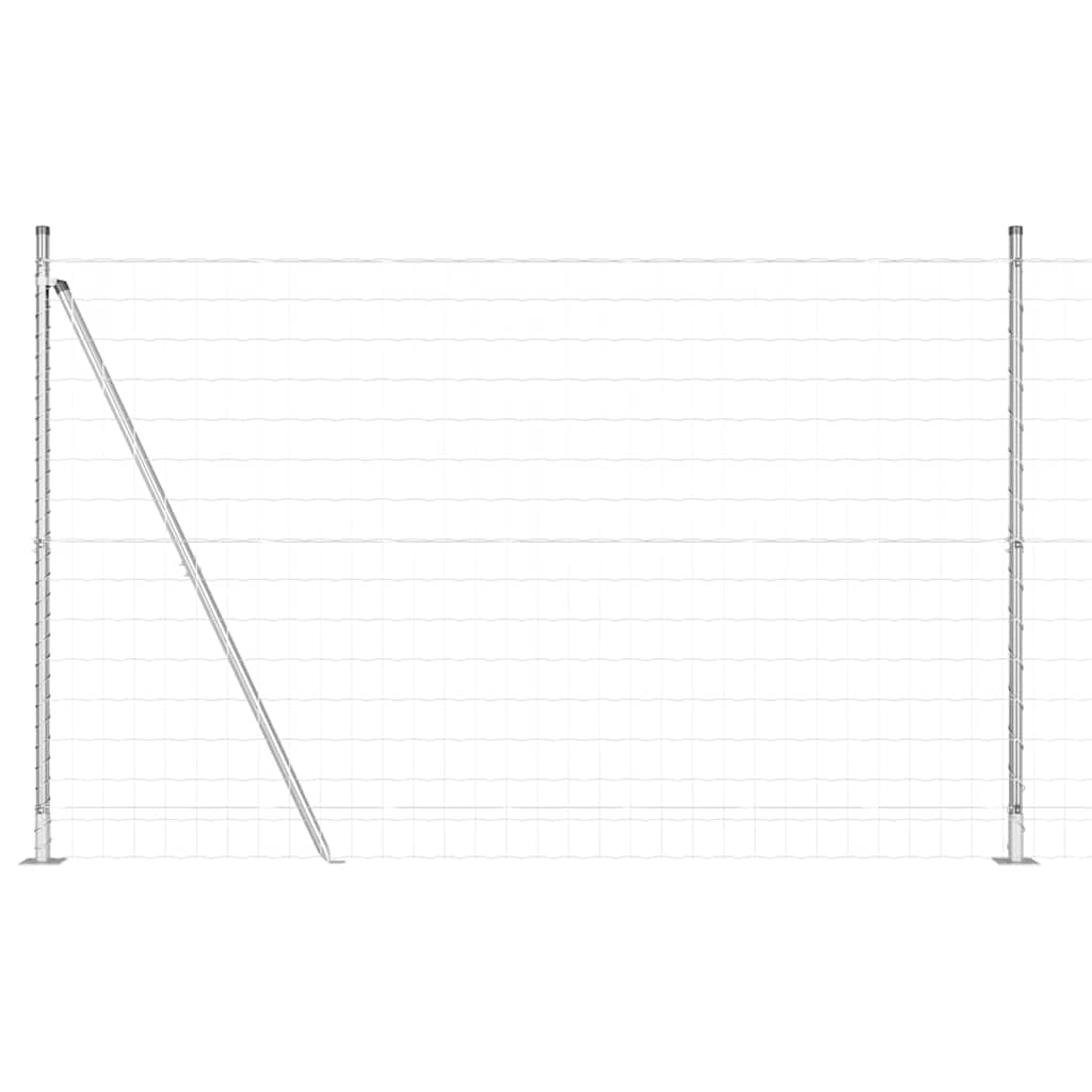 Fence with Post Silver 1.4 x 10 m Steel Garden Boundary Panel Set Weather Resistant Outdoor Enclosure Customizable Privacy Fence for Terrace Pet Proof Barrier