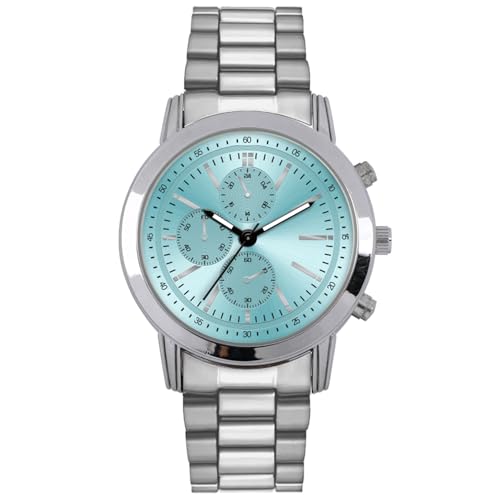 Montre à quartz pour homme bracelet acier inoxydable étanche cadran bleu