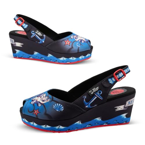 Image of Hot Chocolate Design Funky Women's Peep Toe Wedge Sandals