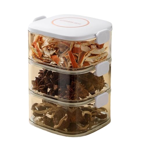 Contenedor de almacenamiento de condimentos | Estante para condimentos, especias y azúcar, sellado, transparente, apilable, para cardamo, canela, clavo, nuez moscada