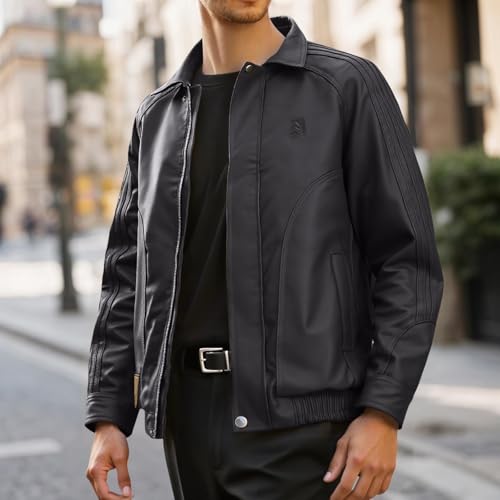 Veste en cuir synthétique imperméable blouson de course moto mi-saison