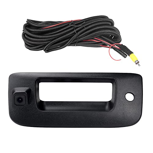 Rear View Camera Backup Tailgate Handle Camera Compatible with Chevy Silverado and GMC Sierra Years 2007-2013, Tailgate Door Handle Replacement Backup Camera (Color: Black)