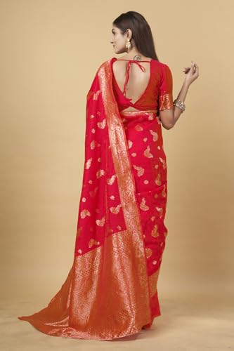Image of Shasmi Women's Banarasi Saree Pure Kanjivaram Silk Saree Soft new ladies 2025 Design Wear Pattu Sarees Party Sari collections With Blouse Piece for Wedding sadi (PARI-188)