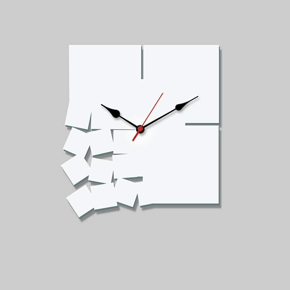 POLITE Acrylic Wall Clock Suitable for Living Room, Bed Room, Home and Office, Kitchen, Hotel, School Wall Clock(Square Broken White)