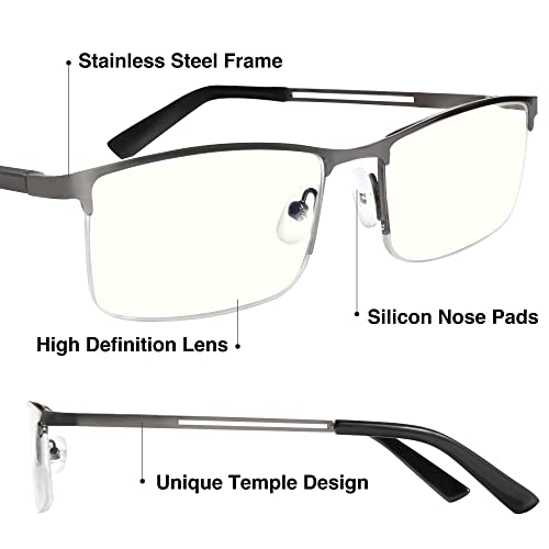 Oeneye 1.5 Reading Glasses Readers For Men Blue Light Blocking Metal Frame Spring Hinges Eyeglasses 3 Pack #TOP2
