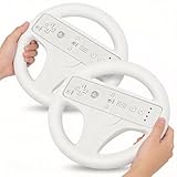 DSDFPFG White Steering Wheel for Wii Remote Controller - Steering Wheel for Wii Mario Kart - Racing Wheel for Wii Games - Nintendo Wii and Wii U Game Accessories - Set of 2
