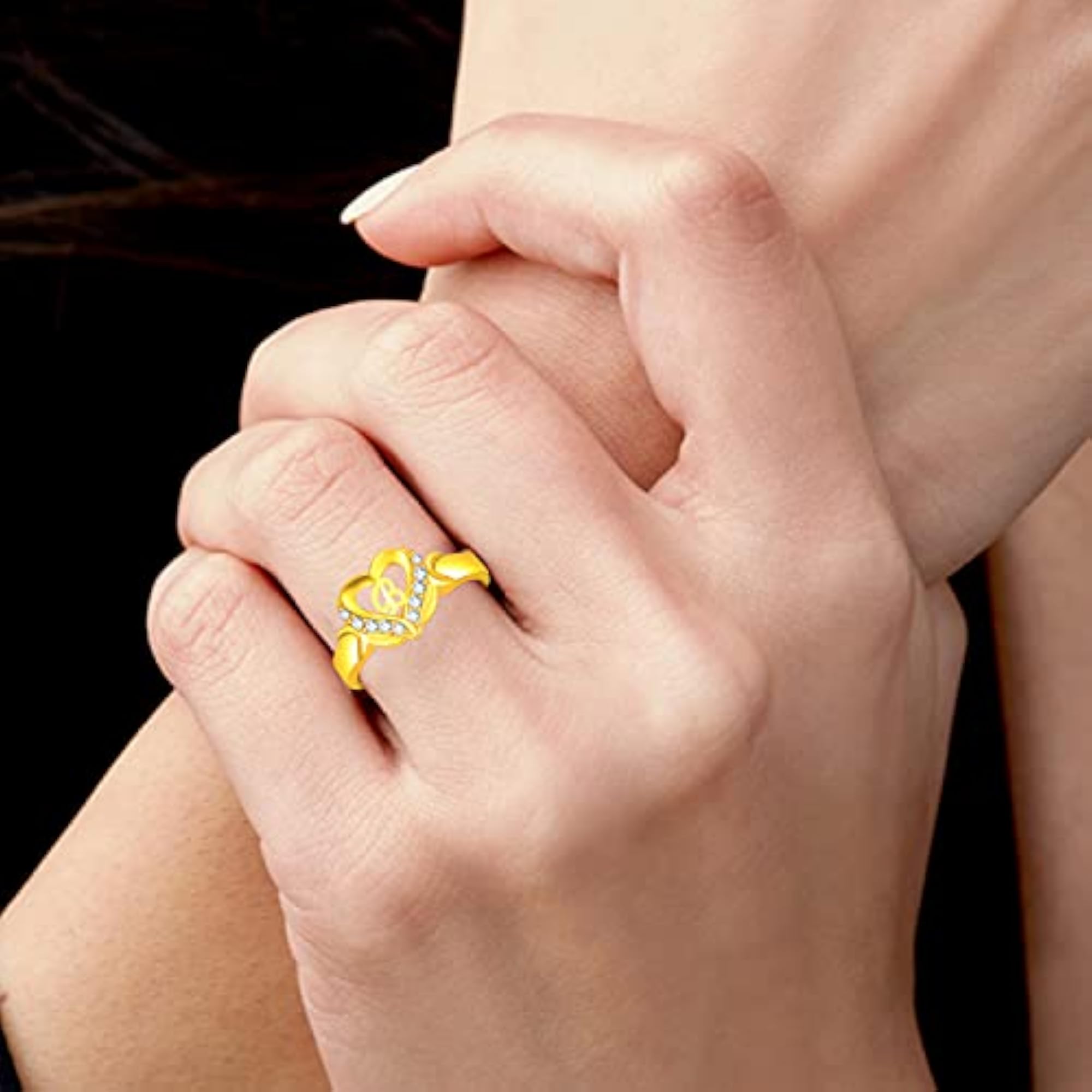 CZ Valentine American diamond I Love You B Ring