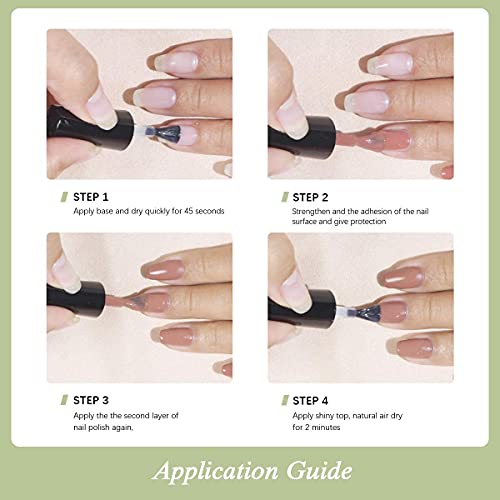 LACOMCHIR Nagellack Schnelltrocknend 8ml x 6PCS Atmungsaktiv Nagellack Set Veganer 5 Farben Matt & 2 in 1 Glänzend Base… – Bild 7