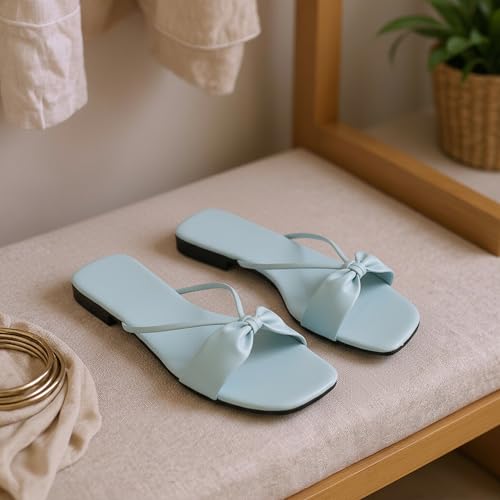 Image of Women's Slippers | Comfortable Flat Chappals for Women with Bow Detail | Stylish Casual Chappals, Trendy Summer Sandals, Comfortable Footwear for Daily Use